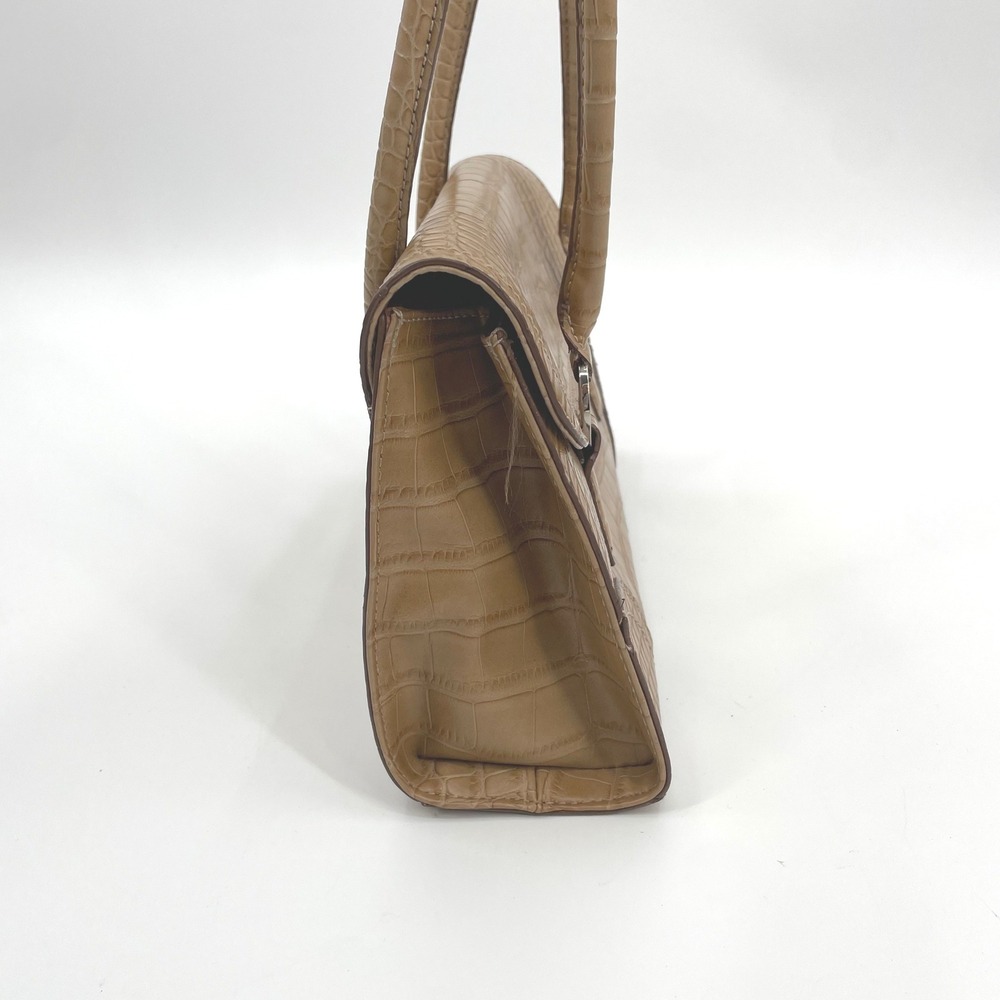 VTG Tommy Hilfiger Shoulder Bag Womens Medium Tan Faux Leather Croc Embossed Y2K - Picture 13 of 13